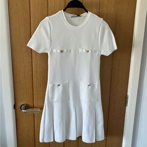 Zara Mini Pleated Dress Gold Buttons Size Small
